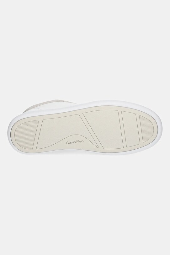 Calvin Klein sneakers din piele CUPSOLE LACE UP - LTH SUE MIX HW0HW02435 alb