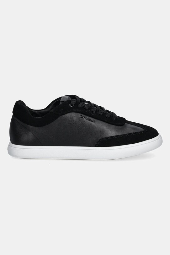 Calvin Klein sneakers din piele CUPSOLE LACE UP - LTH SUE MIX HW0HW02435 negru SS25