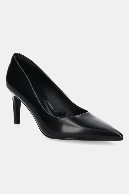 Kožne štikle Calvin Klein HEEL PUMP 70 - BRUSH L štikla crna HW0HW02446