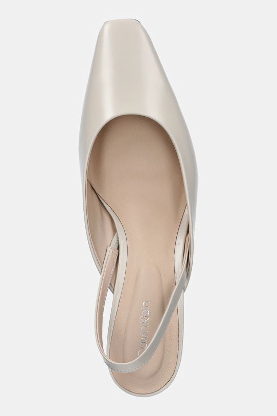 Kožené lodičky Calvin Klein HEEL SLING PUMP 50 - BRS béžová HW0HW02448