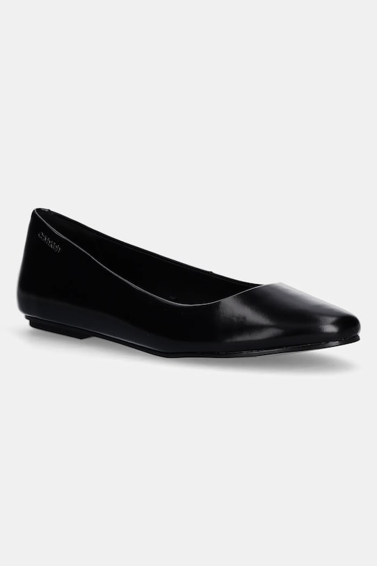 Calvin Klein balerini de piele ROUND BALLERINA negru HW0HW02449