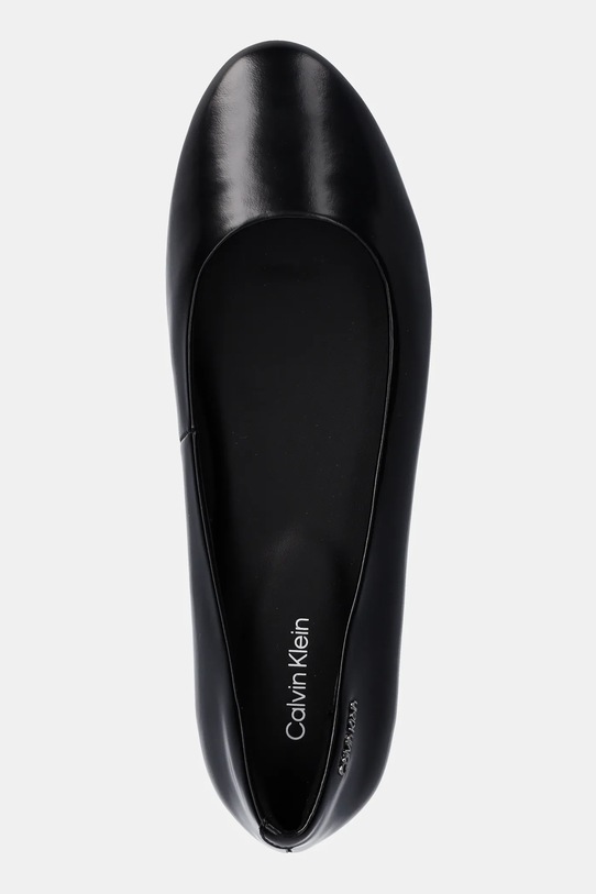 Calvin Klein bőr balerina cipő ROUND BALLERINA fekete HW0HW02449