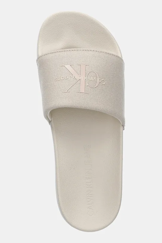 Šľapky Calvin Klein Jeans SLIDE MONOGRAM WMNS béžová YW0YW01835