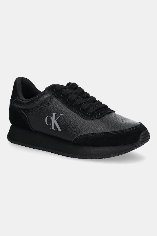Δερμάτινα αθλητικά παπούτσια Calvin Klein Jeans RUNNER LACEUP LOW MIX MG δέρμα σαμουά μαύρο YW0YW01798