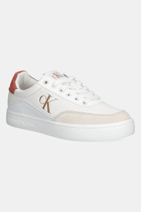 Calvin Klein Jeans sneakers CLASSIC CUPSOLE LACEUP LOW LTH piele întoarsă alb YW0YW01668