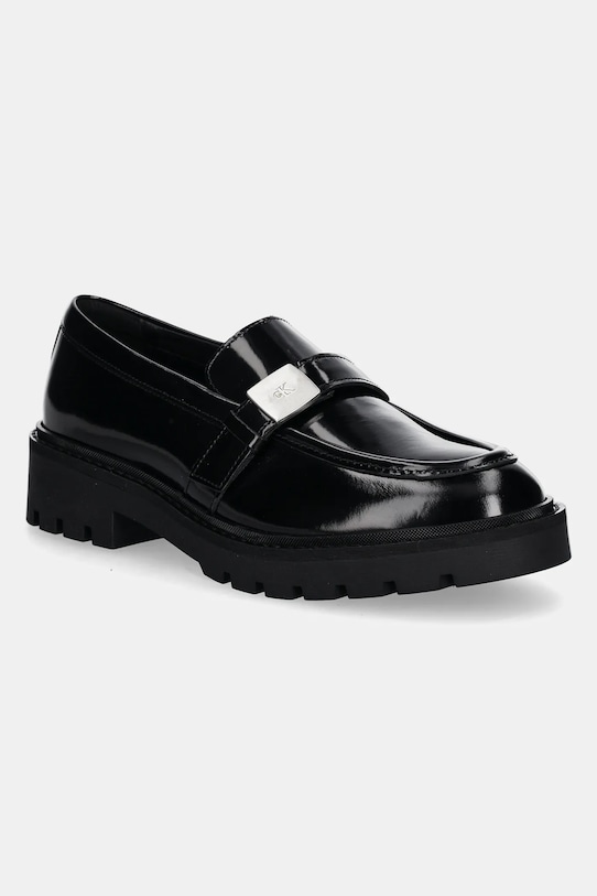 Kožené mokasíny Calvin Klein Jeans FLATFORM SHOE DRIVER HDW usňová koža čierna YW0YW01657