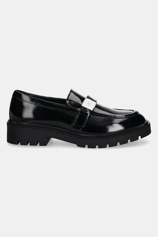 Kožené mokasíny Calvin Klein Jeans FLATFORM SHOE DRIVER HDW YW0YW01657 čierna SS25