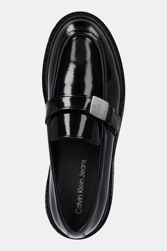 Calvin Klein Jeans mocasini de piele FLATFORM SHOE DRIVER HDW negru YW0YW01657
