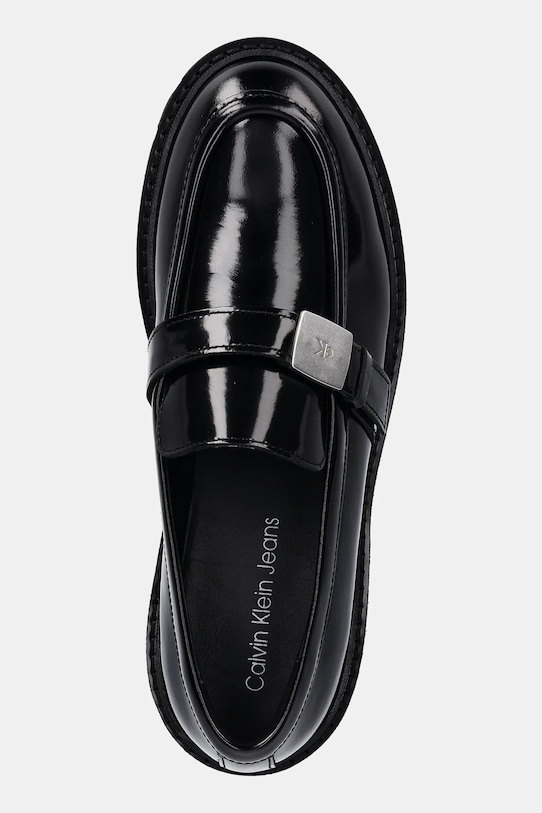 Kožené mokasíny Calvin Klein Jeans FLATFORM SHOE DRIVER HDW čierna YW0YW01657