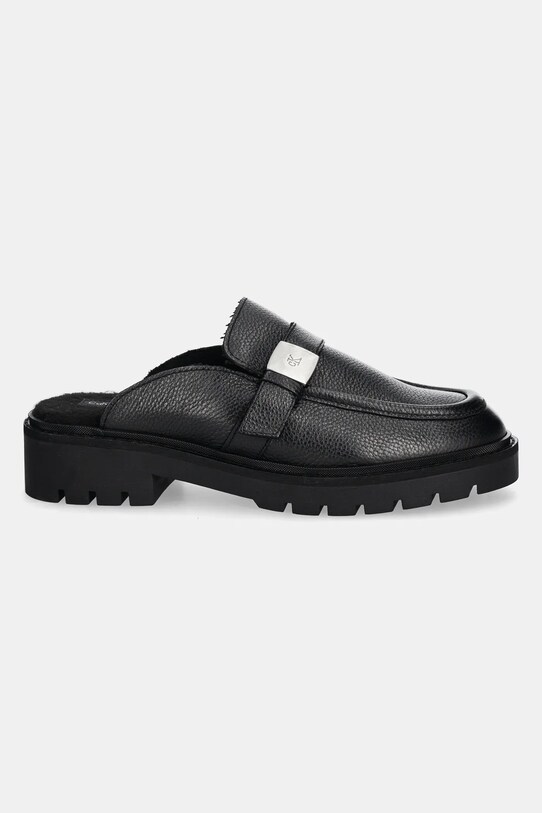 Kožené šľapky Calvin Klein Jeans FLATFORM SLIPON MG LTH YW0YW01655 čierna SS25