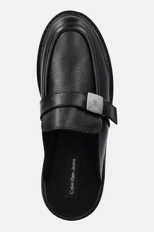 Δερμάτινες παντόφλες Calvin Klein Jeans FLATFORM SLIPON MG LTH μαύρο YW0YW01655