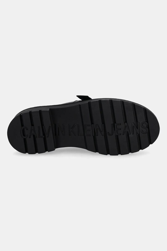 Kožené šľapky Calvin Klein Jeans FLATFORM SLIPON MG LTH YW0YW01655 čierna
