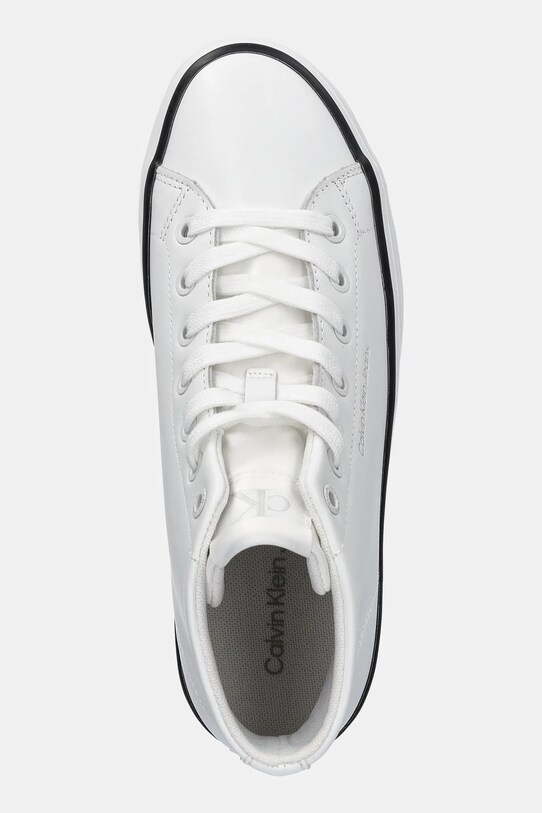 Calvin Klein Jeans trampki skórzane BOLD VULC FLATF MID LTH IN biały YW0YW01634