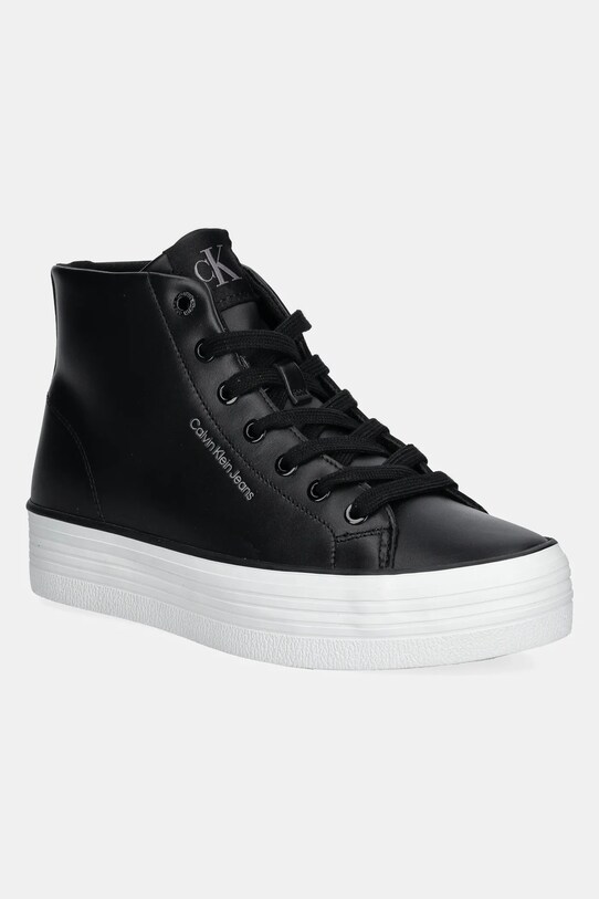 Kožené tenisky Calvin Klein Jeans BOLD VULC FLATF MID LTH IN platforma čierna YW0YW01634