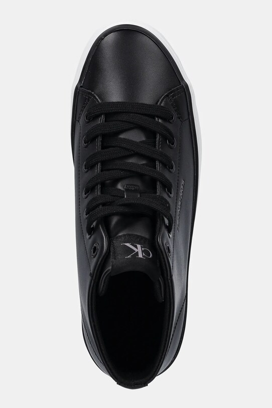 Kožené tenisky Calvin Klein Jeans BOLD VULC FLATF MID LTH IN čierna YW0YW01634