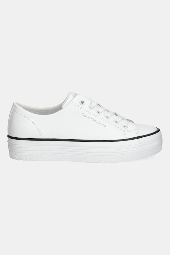 Calvin Klein Jeans sneakers din piele BOLD VULC FLATF LOW LTH IN YW0YW01633 alb SS25