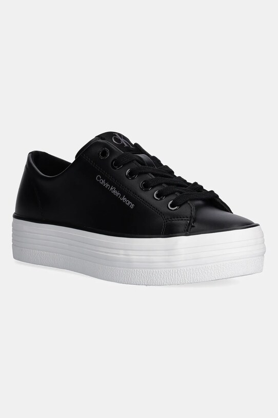 Calvin Klein Jeans bőr sportcipő BOLD VULC FLATF LOW LTH IN platformos fekete YW0YW01633