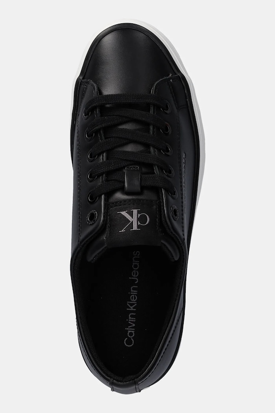 Kožené tenisky Calvin Klein Jeans BOLD VULC FLATF LOW LTH IN čierna YW0YW01633