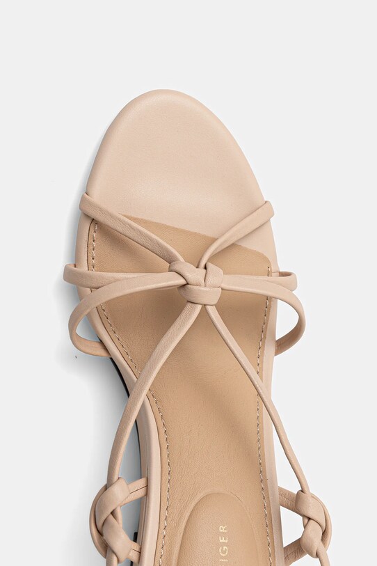 Tommy Hilfiger sandały skórzane LEATHER KNOTS WEDGE SANDAL beżowy FW0FW08417