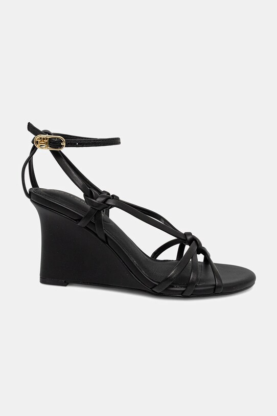 Δερμάτινα σανδάλια Tommy Hilfiger LEATHER KNOTS WEDGE SANDAL FW0FW08417 μαύρο SS25