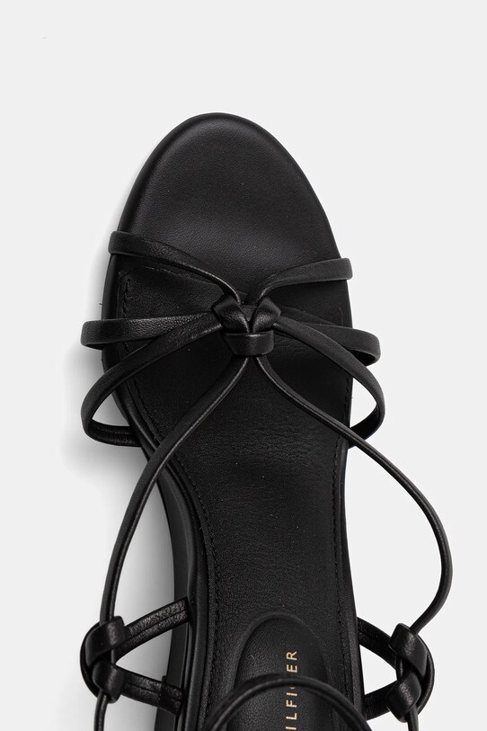 Δερμάτινα σανδάλια Tommy Hilfiger LEATHER KNOTS WEDGE SANDAL μαύρο FW0FW08417