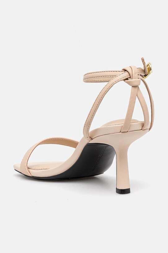 Scarpe Tommy Hilfiger sandali in pelle LEATHER KNOTS KITTEN SANDAL FW0FW08424 beige