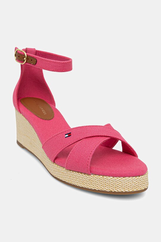 Sandály Tommy Hilfiger FLAG CRISS-CROS MID WEDGE ESPAD klín růžová FW0FW08481