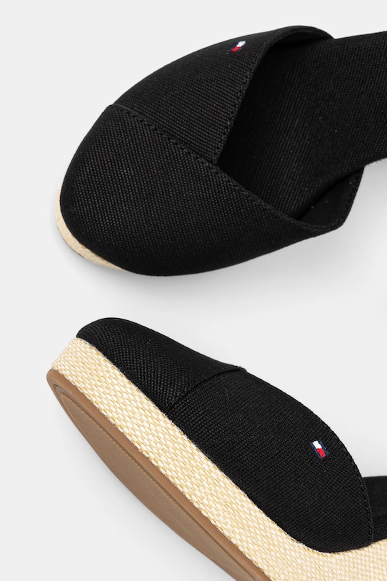 Espadrile Tommy Hilfiger FLAG HIGH WEDGE ESPAD CLOSED TOE crna FW0FW08494