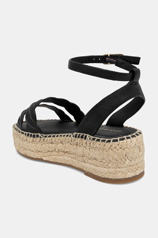 Obuwie Tommy Hilfiger sandały skórzane LEATHER ROPE REAL ESPAD SANDAL FW0FW08496 czarny