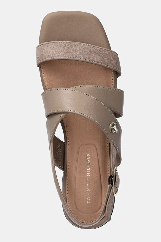 Tommy Hilfiger sandały skórzane LEATHER & SUEDE FLAT SANDAL beżowy FW0FW08507