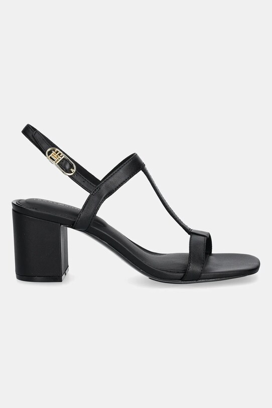 Kožené sandály Tommy Hilfiger LEATHER BLOCK HEEL SANDAL FW0FW08532 černá SS25