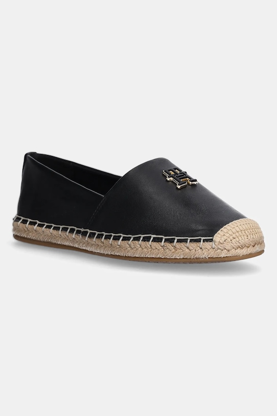 Kožené espadrilky Tommy Hilfiger TH LOGO LEATHER ESPADRILLE přírodní kůže černá FW0FW08540
