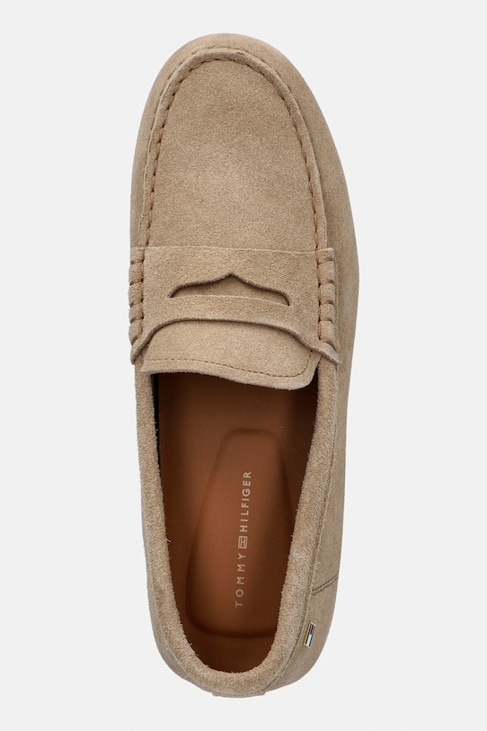 Tommy Hilfiger mokasyny damskie zamszowe FLAG SOFT SUEDE DRIVER LOAFER beżowy FW0FW08558