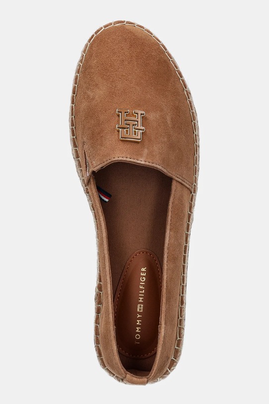 Tommy Hilfiger espadryle zamszowe SUEDE PLATFORM ESPADRILLE brązowy FW0FW08586