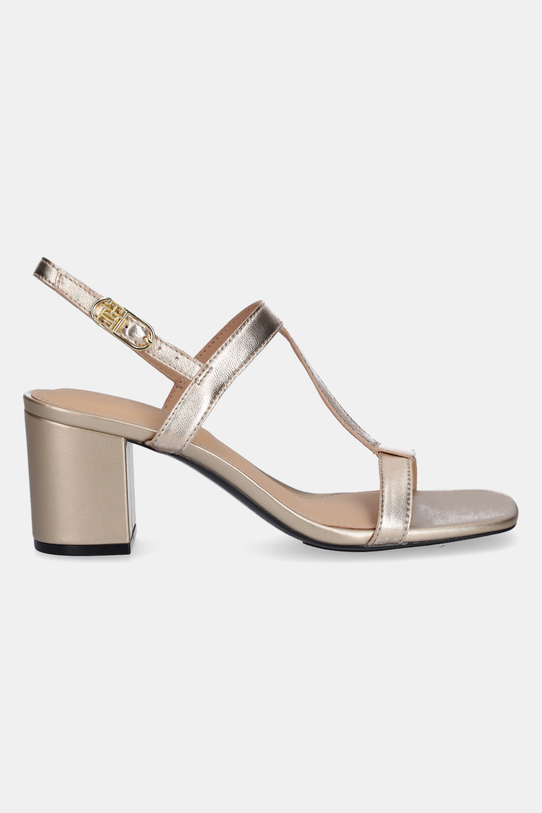 Δερμάτινα σανδάλια Tommy Hilfiger LEATHER BLOCK HEEL SANDAL METAL FW0FW08590 χρυσαφί SS25