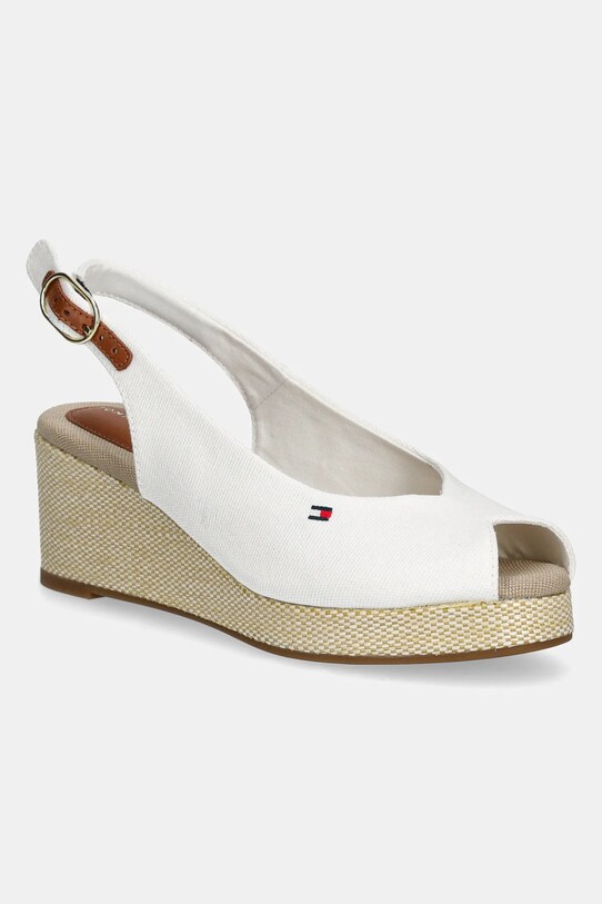 Sandále Tommy Hilfiger FLAG MID WEDGE ESPAD SLINGBACK klinový biela FW0FW08595
