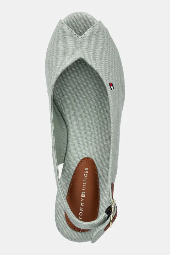 Tommy Hilfiger sandały FLAG MID WEDGE ESPAD SLINGBACK zielony FW0FW08595