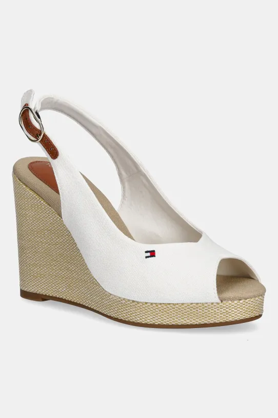 Сандалі Tommy Hilfiger FLAG HIGH WEDGE ESPAD SLINGBACK лицьова шкіра білий FW0FW08597