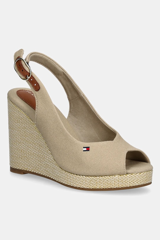 Sandále Tommy Hilfiger FLAG HIGH WEDGE ESPAD SLINGBACK klinový béžová FW0FW08597