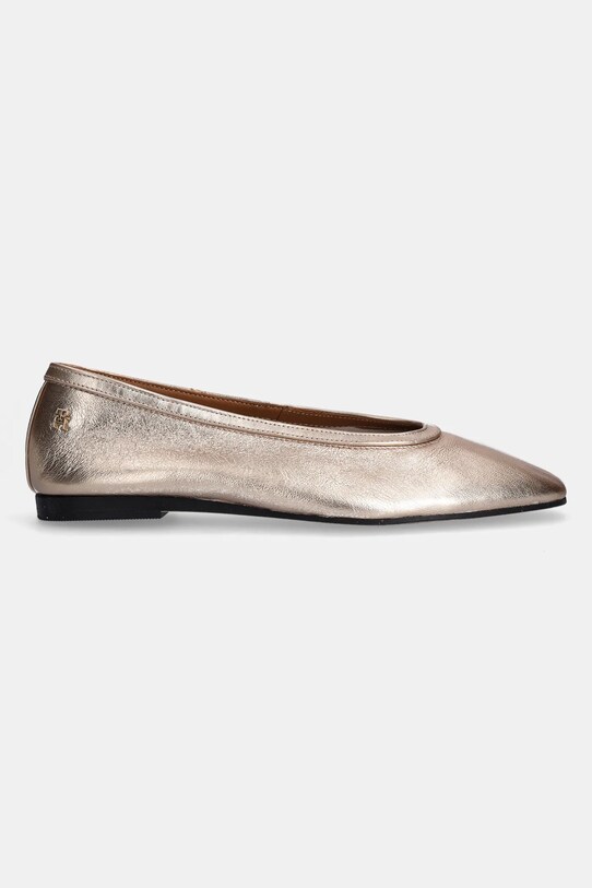 Kožené balerínky Tommy Hilfiger SOFT METAL LTHR BALLERINA NO BOW FW0FW08601 zlatá SS25