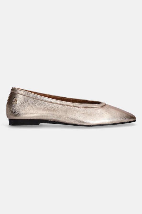 Kožené baleríny Tommy Hilfiger SOFT METAL LTHR BALLERINA NO BOW FW0FW08601 zlatá SS25