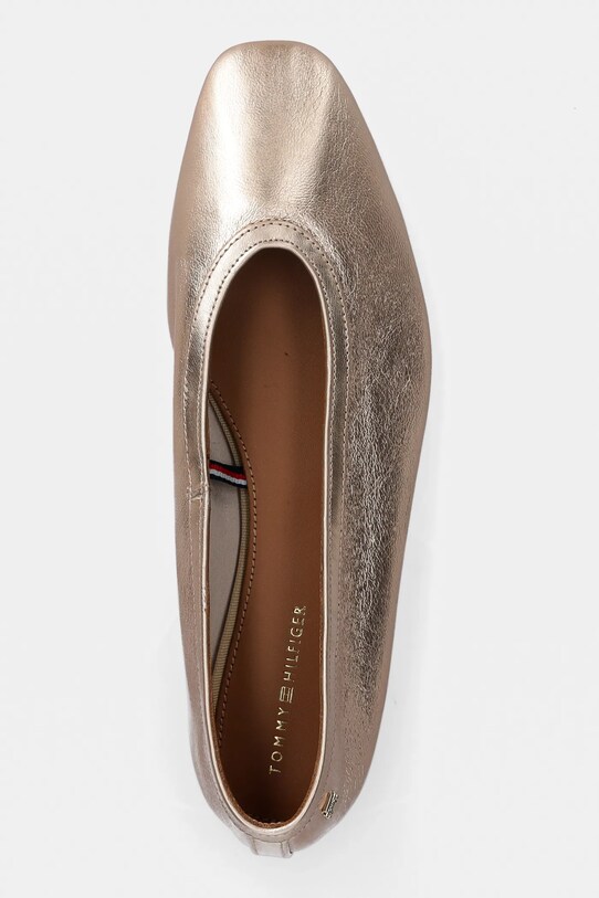 Obuv Kožené balerínky Tommy Hilfiger SOFT METAL LTHR BALLERINA NO BOW FW0FW08601 zlatá