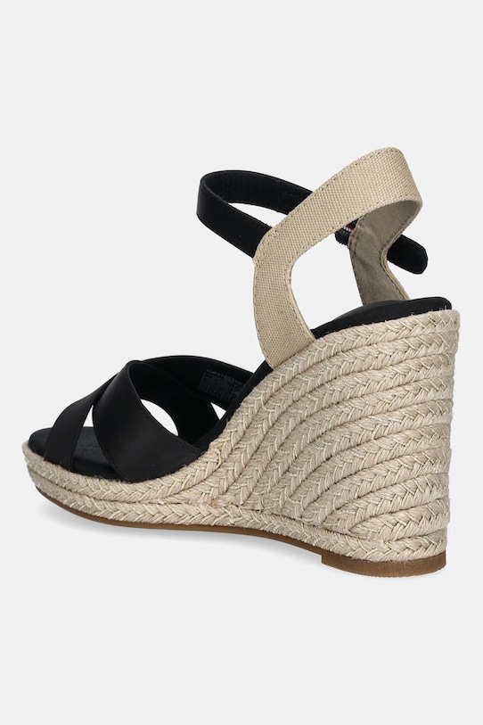 Обувь Сандалии Tommy Hilfiger SATIN HIGH WEDGE ESPADRILLE FW0FW08602 чёрный