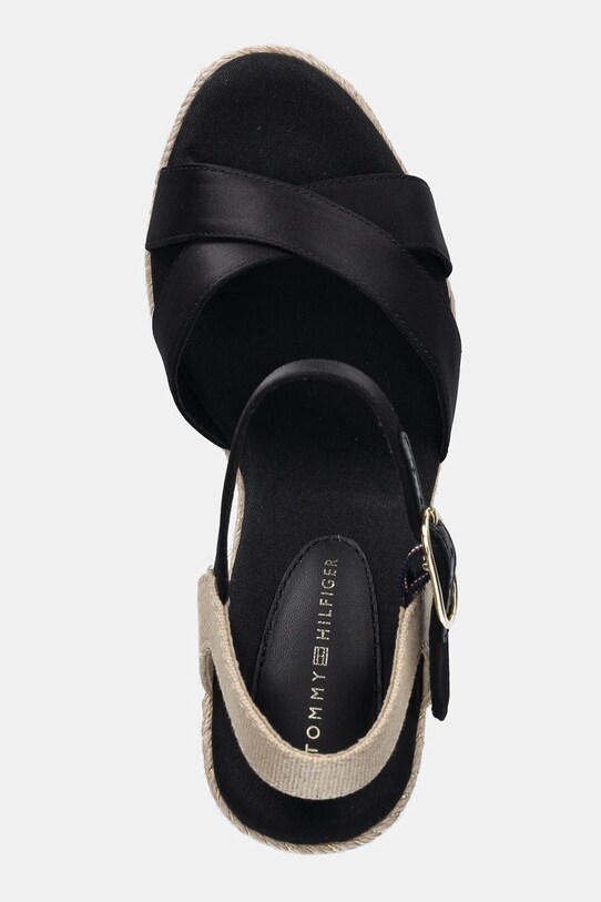Σανδάλια Tommy Hilfiger SATIN HIGH WEDGE ESPADRILLE μαύρο FW0FW08602