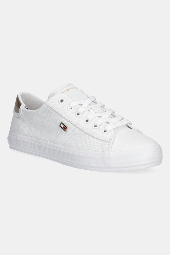 Πάνινα παπούτσια Tommy Hilfiger VULC CANVAS LACE UP SNEAKER φλατ λευκό FW0FW08647