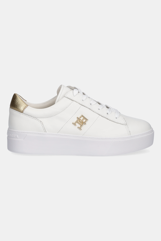 Δερμάτινα αθλητικά παπούτσια Tommy Hilfiger PLATFORM COURT SNEAKER METALLICS FW0FW08648 λευκό SS25