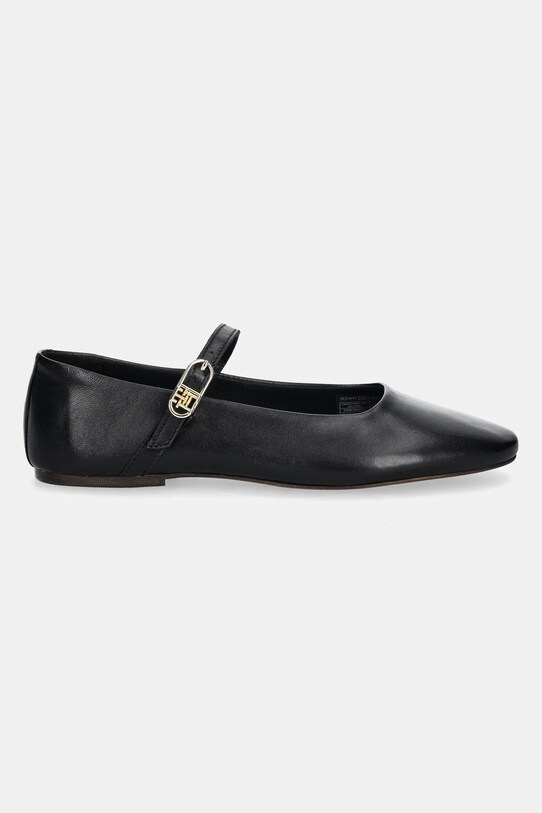 Kožené balerínky Tommy Hilfiger LEATHER MARYJANE BALLERINA FW0FW08651 čierna SS25