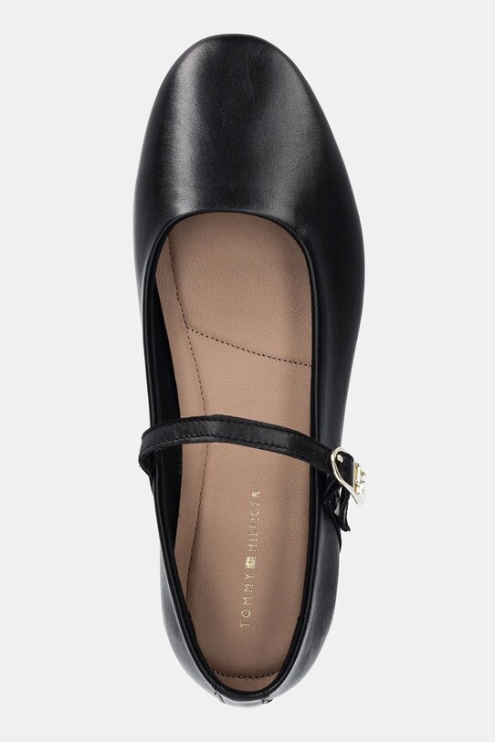 Kožené balerínky Tommy Hilfiger LEATHER MARYJANE BALLERINA čierna FW0FW08651