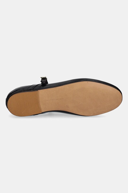 Kožené balerínky Tommy Hilfiger LEATHER MARYJANE BALLERINA FW0FW08651 čierna