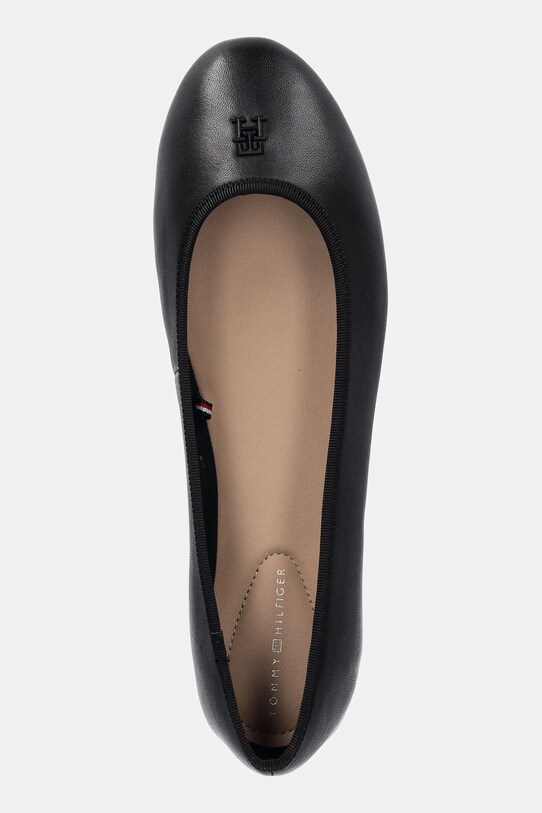 Tommy Hilfiger balerini de piele TH HARDWARE LEATHER BALLERINA negru FW0FW08654